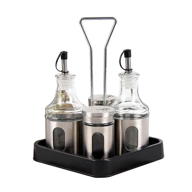5pcs/set Stainless Steel Seasoning Oil Bottles Jars Glass Boxes Spice Tray Kitchen Storage Condiment Organization Accessories
5pcs/set Stainless Steel Seasoning Oil Bottles Jars Glass Boxes Spice Tray Kitchen Storage Condiment Organization Accessories