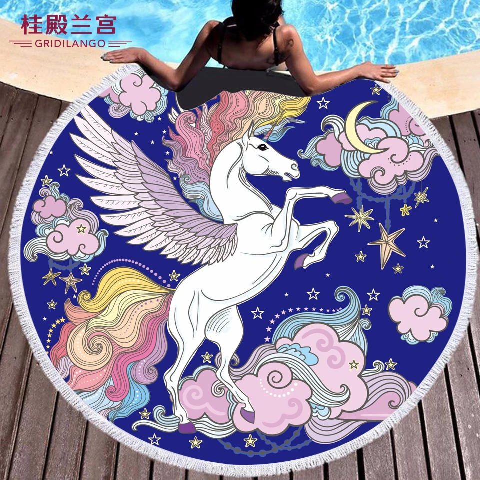 Cartoon Unicorn Pegasus Round Beach Towel Microfiber Tassel Pink Blue Wing Horse Cloud Bath Towel Picnic Mat Quick Dry Dropship
Cartoon Unicorn Pegasus Round Beach Towel Microfiber Tassel Pink Blue Wing Horse Cloud Bath Towel Picnic Mat Quick Dry Dropship