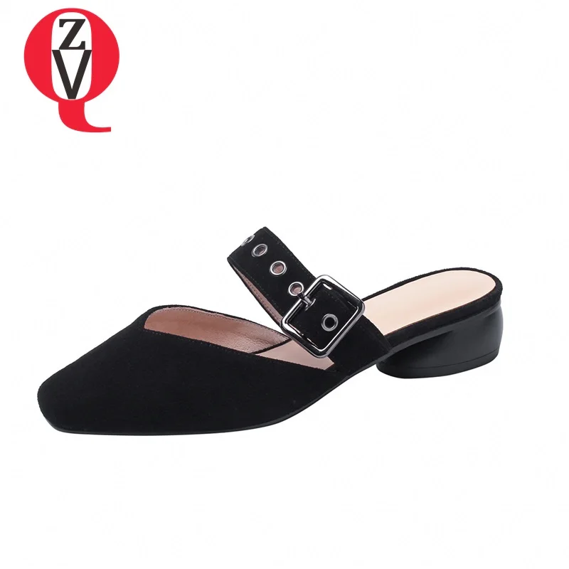 ZVQ Fashion Genuine Leather woman slippers 2019 spring summer square toe low heel shoes outside buckle open heel slippers
ZVQ Fashion Genuine Leather woman slippers 2019 spring summer square toe low heel shoes outside buckle open heel slippers