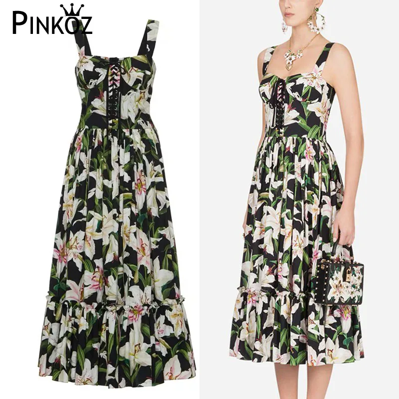 Pinkoz Lily Flower Print Midi Dress Strap Tip Up Women Summer Floral Casual Beach Pinting dreess
Pinkoz Lily Flower Print Midi Dress Strap Tip Up Women Summer Floral Casual Beach Pinting dreess