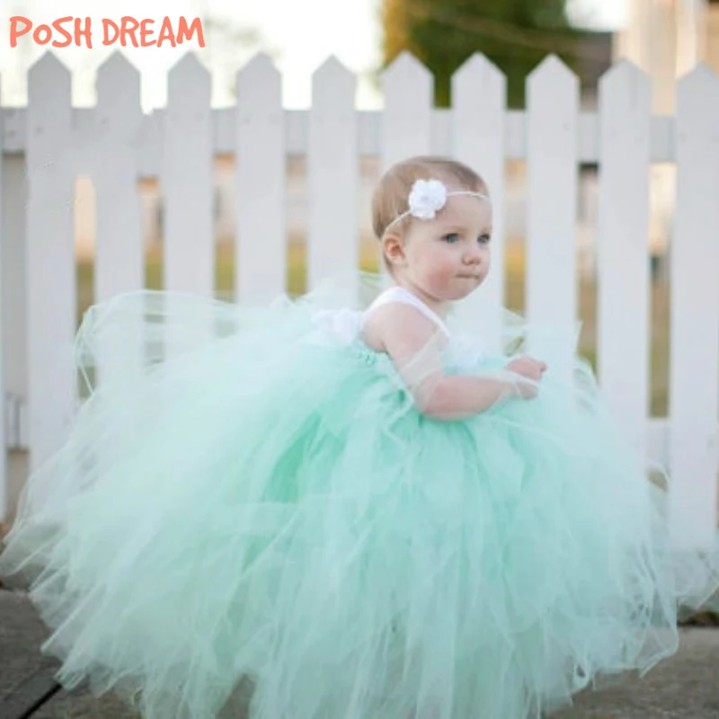 

POSH DREAM Mint Green Flower Baby Girls Tutu Dress for Birthday Photograph Fluffy Flower Kids Tulle Dress Kids Girls Clothes