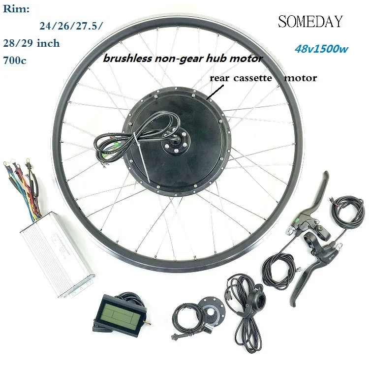 Electic bicycle conversion kit 48V1500W rear cassette brushless non-gear hub motor ebike with LCD3 diplay
Electic bicycle conversion kit 48V1500W rear cassette brushless non-gear hub motor ebike with LCD3 diplay