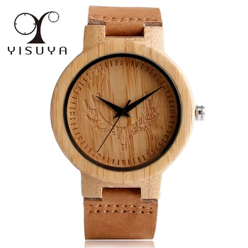 YISUYA Creative Nature Bamboo Wood Quartz Wrist Watch Men Women Deer Head Pattern Novel Casual Genuine Leather Band Strap Gift
YISUYA Creative Nature Bamboo Wood Quartz Wrist Watch Men Women Deer Head Pattern Novel Casual Genuine Leather Band Strap Gift
