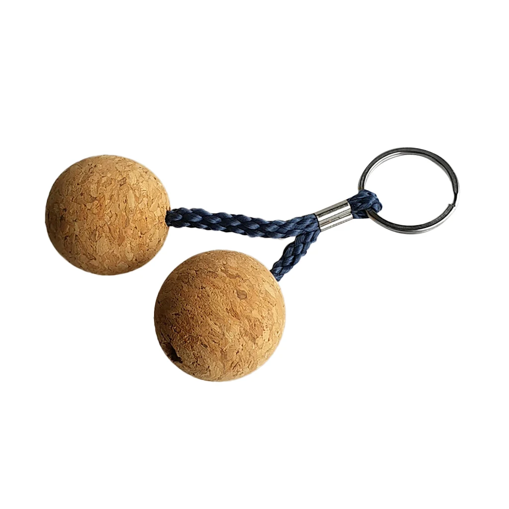 Pack of 2 Floating Key Rings Double Cork Ball Keychain Kayak Boat Marine Yacht Surf Swim Water Buoy Key Floats Key Fob Accessory