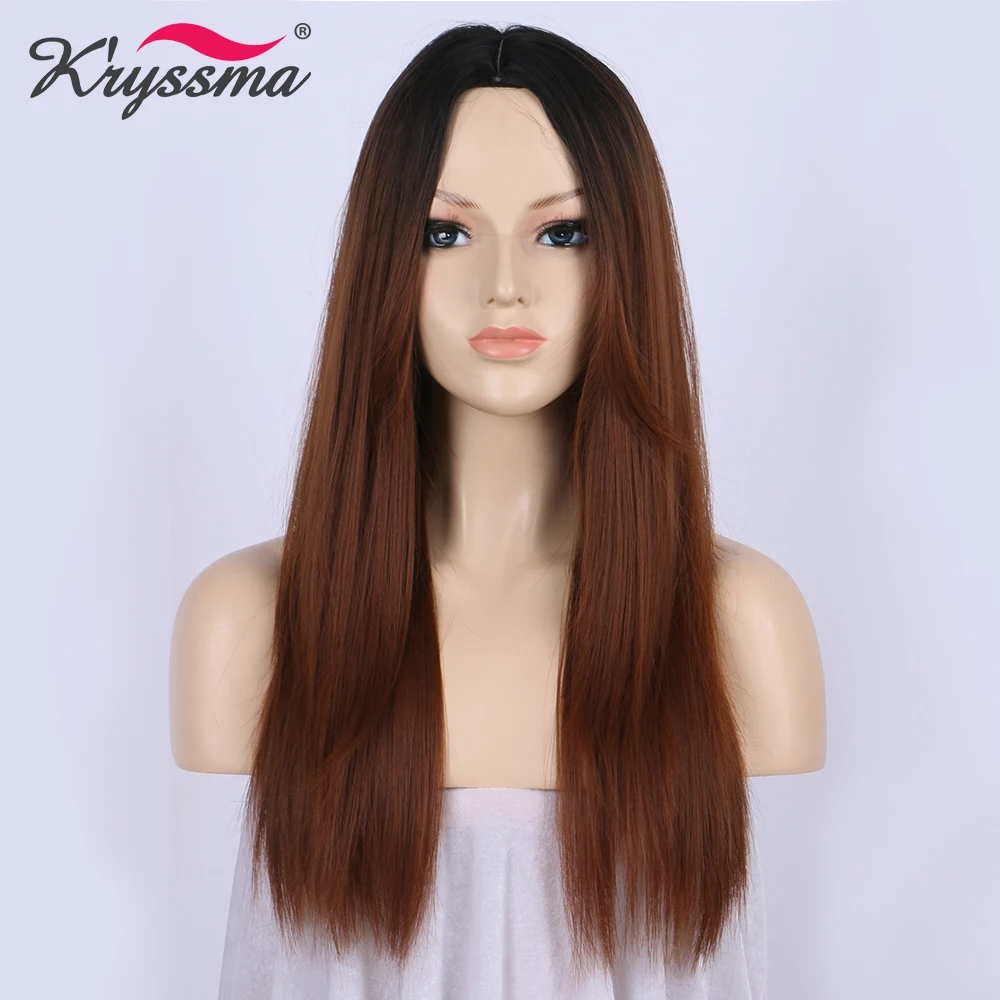 Фото Темно-коричневый Омбре парик синтетические волосы парики для женщин с длинными