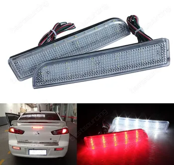 

ANGRONG 2x Clear Lens Bumper Reflector LED Reverse Tail Stop Light For Mitsubishi Lancer Evo