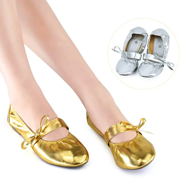 Gold Silver Belly Dance Shoes Girls Women Foldable Ballet Shoes Gum Outsole Dance Shoes In Bag
Gold Silver Belly Dance Shoes Girls Women Foldable Ballet Shoes Gum Outsole Dance Shoes In Bag