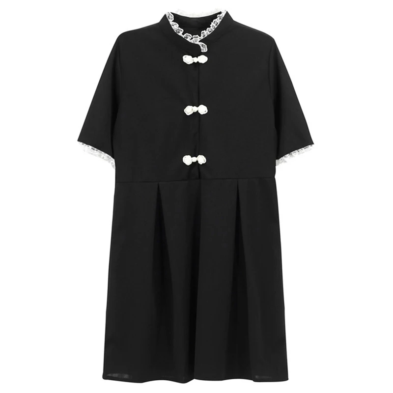 PERHAPS U black mandarin collar button sleeve short sleeve vintage cheongsam mini dress summer Chinese style D1781
PERHAPS U black mandarin collar button sleeve short sleeve vintage cheongsam mini dress summer Chinese style D1781