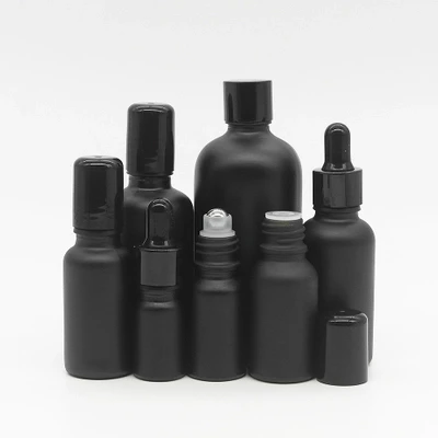 

5ml 10ml 15ml 20ml30ml Glass Bottles Roll on Vials with stainless steel roller ball black for perfume essential oil aromatherapy