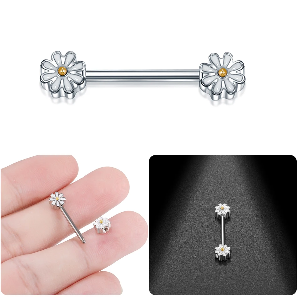 1PC Steel Nipple Shiled Bars Daisy Flower Nipple Barbell Piercings Industrial Barbell Earring Helix Piercings Women Jewelry 14G
1PC Steel Nipple Shiled Bars Daisy Flower Nipple Barbell Piercings Industrial Barbell Earring Helix Piercings Women Jewelry 14G
