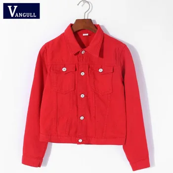 Vangull Women Basic Coats Summer Autumn Women Denim Jacket Red Pink Black Denim Jacket Female Jeans Coat Casual Girls Outwear
Vangull Women Basic Coats Summer Autumn Women Denim Jacket Red Pink Black Denim Jacket Female Jeans Coat Casual Girls Outwear