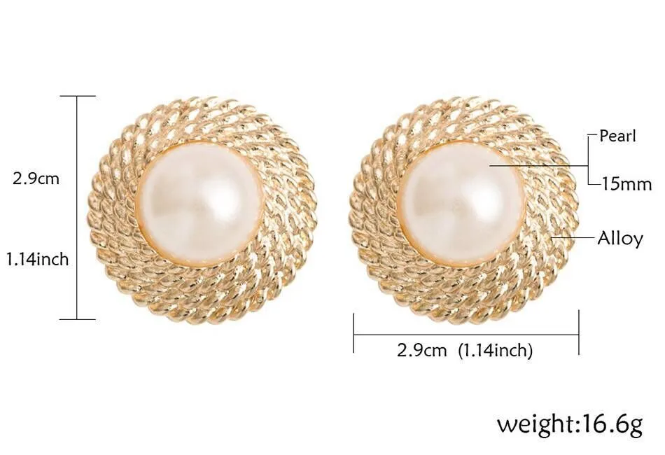 

6pcs Milan fashion new circle pattern pearl ear clip exaggerated romantic valentine gift women jewelry