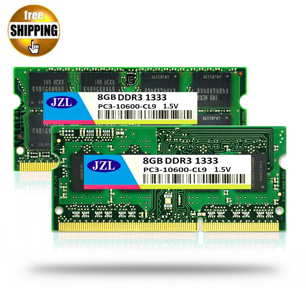 

JZL DDR3 1333MHz PC3-10600 / PC3 10600 DDR 3 1333 MHz 8GB 204 PIN 1.5V CL9 SODIMM Memory Module Ram SDRAM for Laptop / Notebook