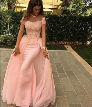 Pink Long Chiffon Lace Mermaid Evening Dresses Evening Gowns Detachable Train Formal Dress Long robe de soiree abendkleider
Pink Long Chiffon Lace Mermaid Evening Dresses Evening Gowns Detachable Train Formal Dress Long robe de soiree abendkleider