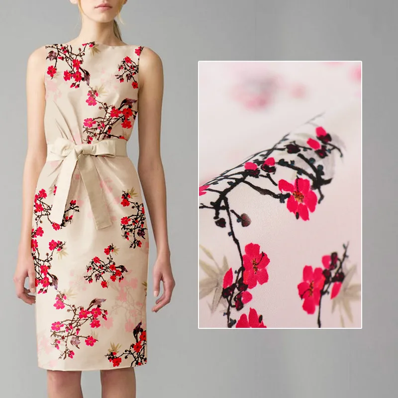 Red plum stretch small heavy silk cloth 25 mm 2018 new flower pattern silk fabric silk clothing wholesale
Red plum stretch small heavy silk cloth 25 mm 2018 new flower pattern silk fabric silk clothing wholesale