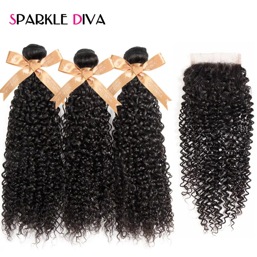 Sparkle Diva Malaysian Kinky Curly Bundles Human Hair Weave 3