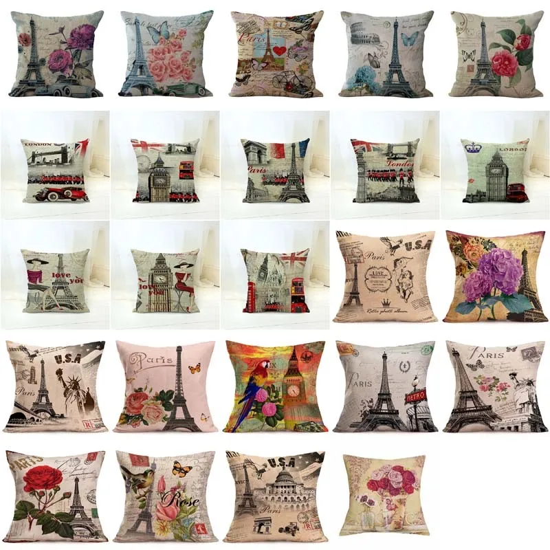 Linen Cotton Cushion Cover Retro Vintage Franch Paris Tower Pillow Cover Car Sofa Throw Pillowcase Home Decor 45 x 45 cm Cases
Linen Cotton Cushion Cover Retro Vintage Franch Paris Tower Pillow Cover Car Sofa Throw Pillowcase Home Decor 45 x 45 cm Cases