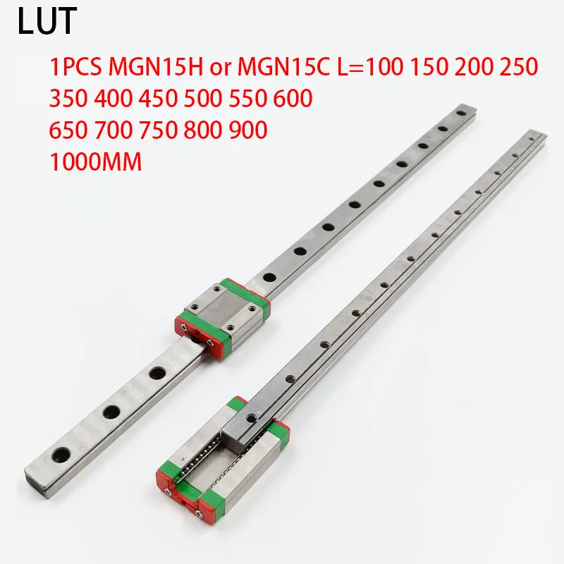 

15mm Linear Guide MGN15 L= 100 200 300 350 400 450 500 550 600 700 800 mm linear rail way + MGN15C or MGN15H linear carriage