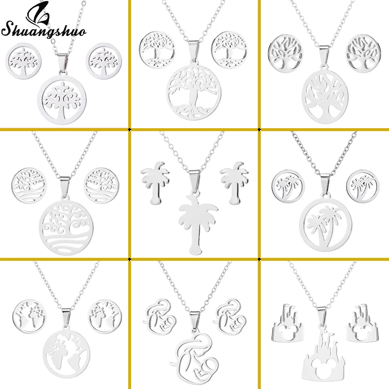 Shuangshuo Stainless Steel Tree of Life Necklaces Sets for Women Girls Earrings Minimalist Mickey World Map Wedding Jewelry Gift
Shuangshuo Stainless Steel Tree of Life Necklaces Sets for Women Girls Earrings Minimalist Mickey World Map Wedding Jewelry Gift