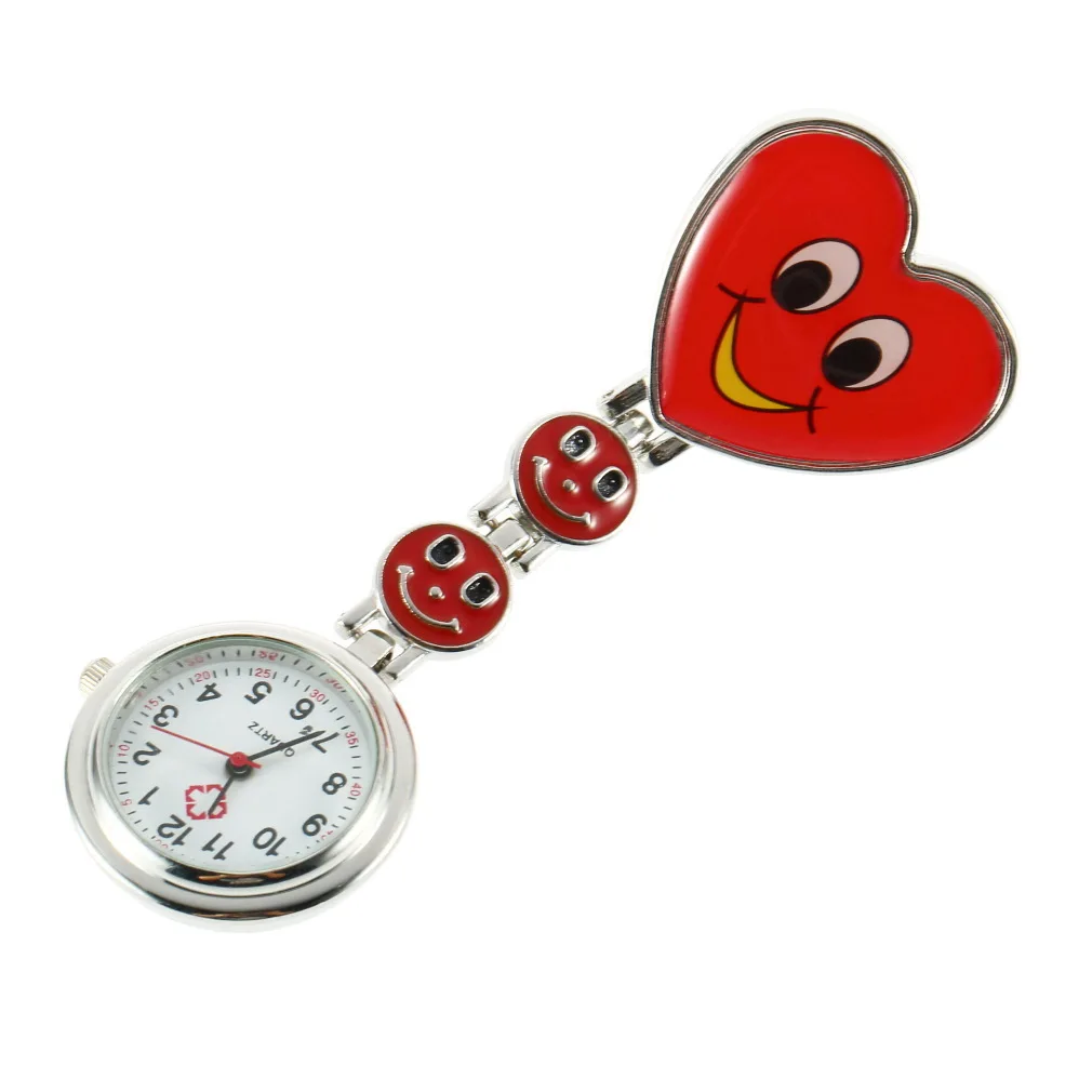 Heart Shape Fob Pocket Watch Pink Red Pin Brooch Cute Smile Face Nurse Quartz Clip-on for Nurse Salesgirl Waitress Teacher
Heart Shape Fob Pocket Watch Pink Red Pin Brooch Cute Smile Face Nurse Quartz Clip-on for Nurse Salesgirl Waitress Teacher