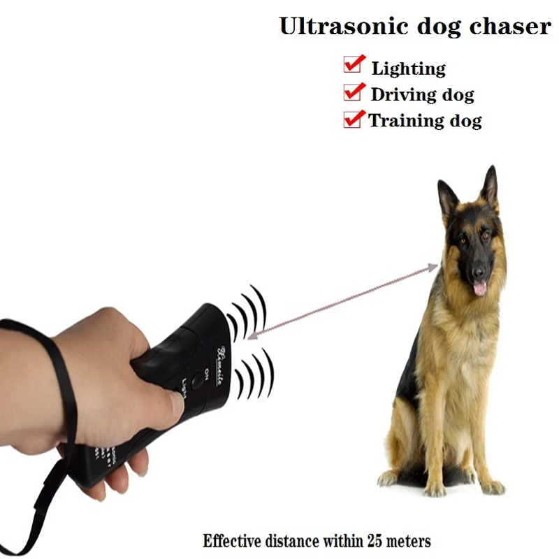 

1Pc 13.5*5.7*3cm Ultrasonic Dog Chaser Stop Aggressive Animal Attacks Repeller Dog Training Device Flashlight Defense Supplies