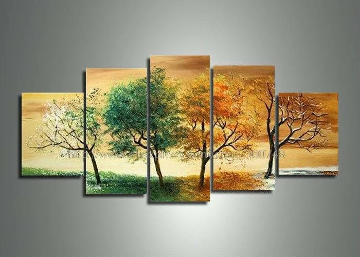 Hand Painted Piece Modern Landscape Decorative Season Tree Pictures Oil Paintings On Canvas Wall Art For Home Decoration## | Дом и сад