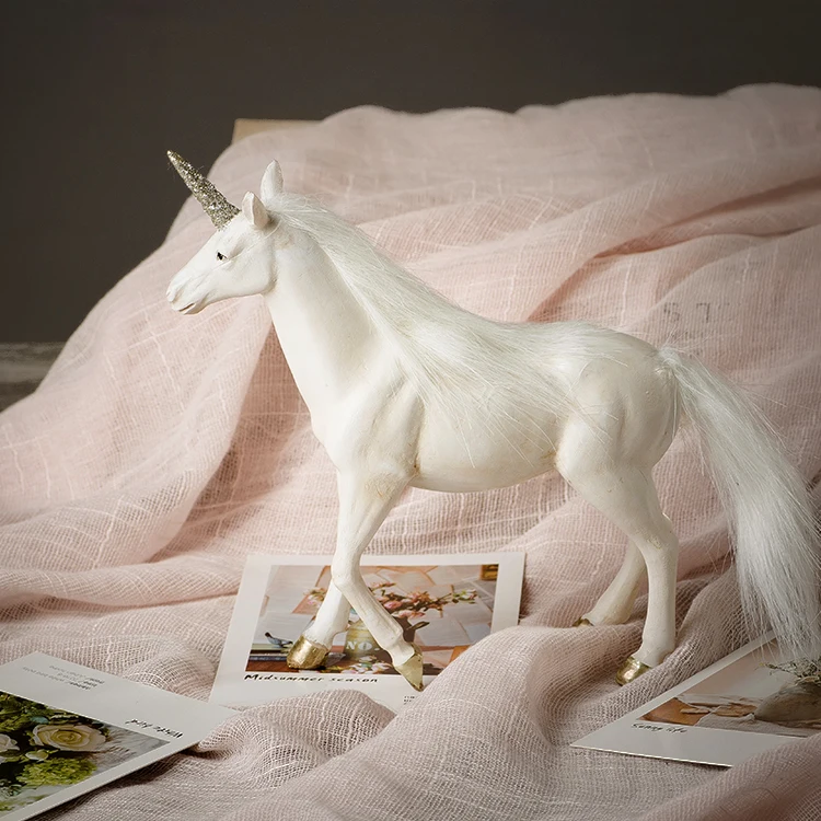 

Nordic Modern Concise Style Creative Resin Animal Unicorn Statue Arts Crafts Office Home Decoration Wedding Gifts