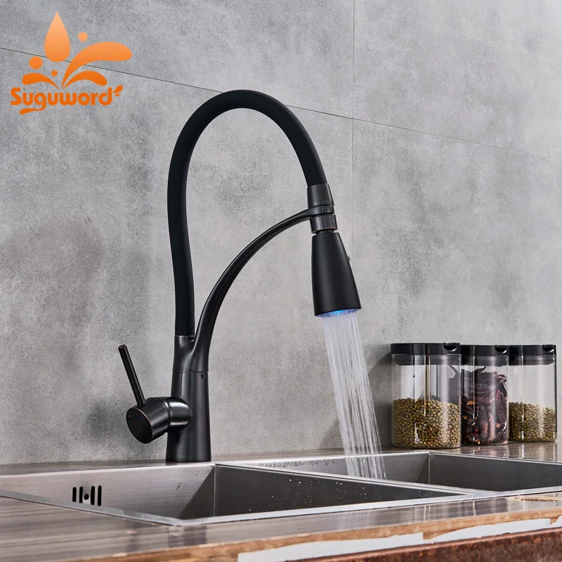 Suguword Gold or ORB Kitchen Faucet Hot and Cold Deck Mounted Mixer Tap One Holder One Hole LED or not
Suguword Gold or ORB Kitchen Faucet Hot and Cold Deck Mounted Mixer Tap One Holder One Hole LED or not