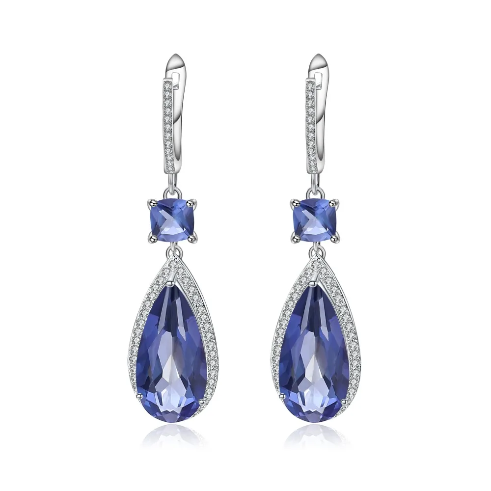 GEM'S BALLET 18.1Ct Natural Iolite Blue Mystic Quartz Water Drop Earrings 925 Sterling Silver Fine Jewelry For Women Engagement |