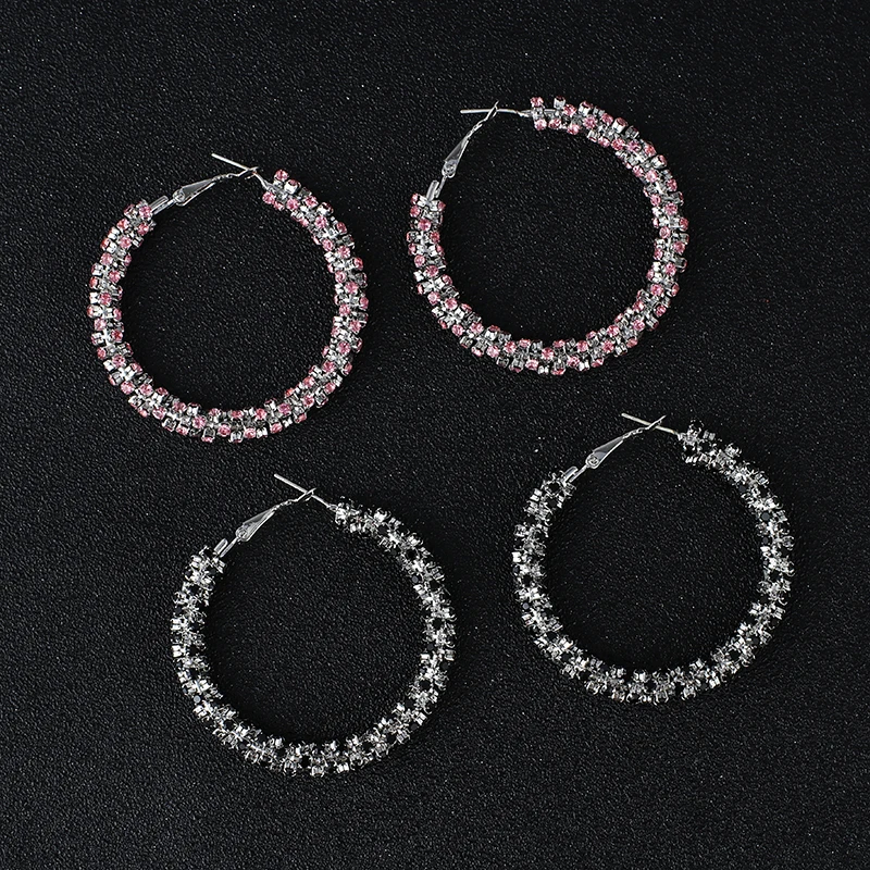 Pink/black/white Crystal Hoop Earrings Silver Plated Metal Round Circle Rhinestone Large Hoop Earrings for Women jewelry E632
Pink/black/white Crystal Hoop Earrings Silver Plated Metal Round Circle Rhinestone Large Hoop Earrings for Women jewelry E632