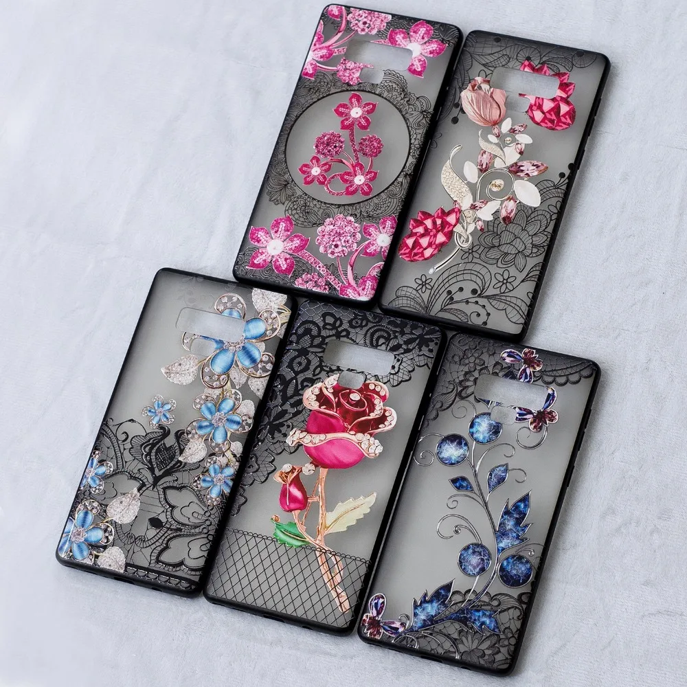3D Diamond Lace Flower Case For SAMSUNG Note 9 S9 S8 Plus S7 Edge A6 A8 J4 J6 Plus 2018 A3 A5 J3 J5 J7 2017 J310 J510 A510 Cover (4)