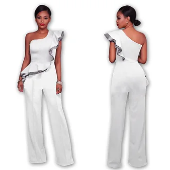 Inclined One Ruffles Shoulder Wide Leg Rompers Elegant Women Striped Sleeveless Long Pant One Piece Jumpsuit Macacao Feminino
Inclined One Ruffles Shoulder Wide Leg Rompers Elegant Women Striped Sleeveless Long Pant One Piece Jumpsuit Macacao Feminino