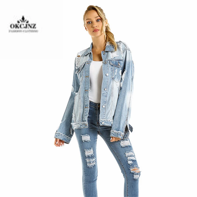 Plue size denim Jacket Women hole Europe Loose Spring Summer New Denim jacket Fashion Casual Long-sleeved Female Coat P021
Plue size denim Jacket Women hole Europe Loose Spring Summer New Denim jacket Fashion Casual Long-sleeved Female Coat P021