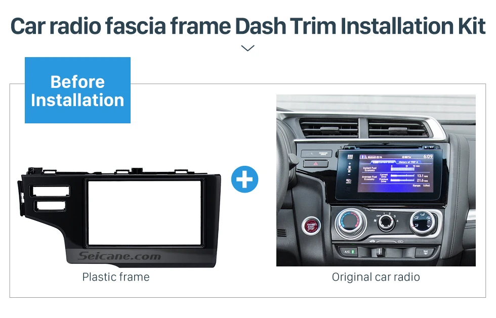 Seicane Nice 2Din 2013 2014 2015 Honda Fit Jazz LHD with SRS Hole Car Radio Fascia Panel Frame Dash Mount Stereo Install