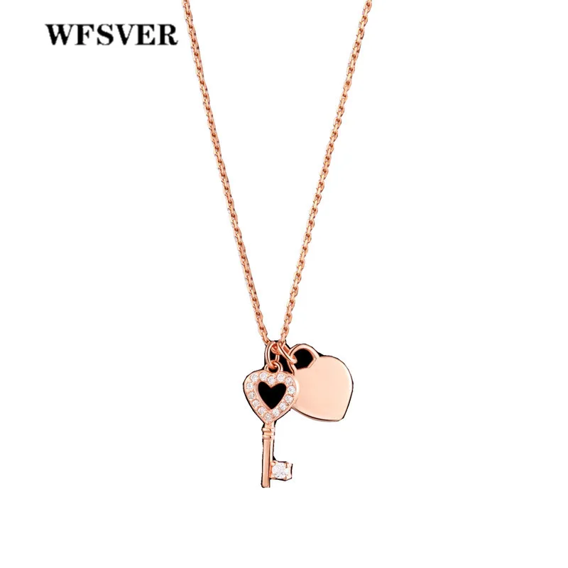 WFSVER 925 Sterling Silver Necklace For Women Rose Gold Color Heart & Key Shape Crystal Pendant Necklace Korea Style Jewelry
WFSVER 925 Sterling Silver Necklace For Women Rose Gold Color Heart & Key Shape Crystal Pendant Necklace Korea Style Jewelry