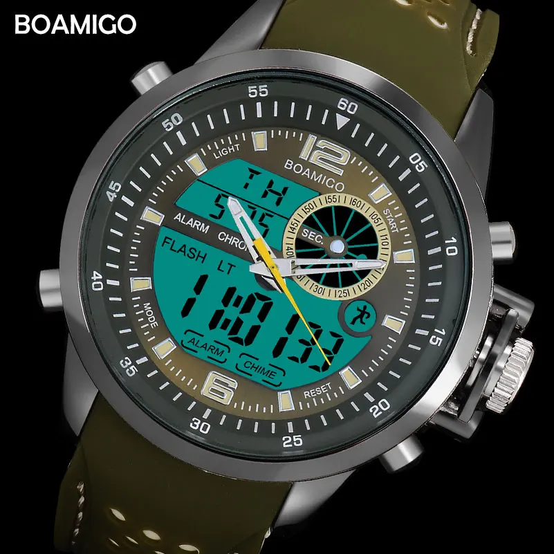 Men Sports Watches Military Quartz Watches Rubber Band 30M Waterproof BOAMIGO Brand LED Analog Digital Wristwatch Reloj Hombre
Men Sports Watches Military Quartz Watches Rubber Band 30M Waterproof BOAMIGO Brand LED Analog Digital Wristwatch Reloj Hombre