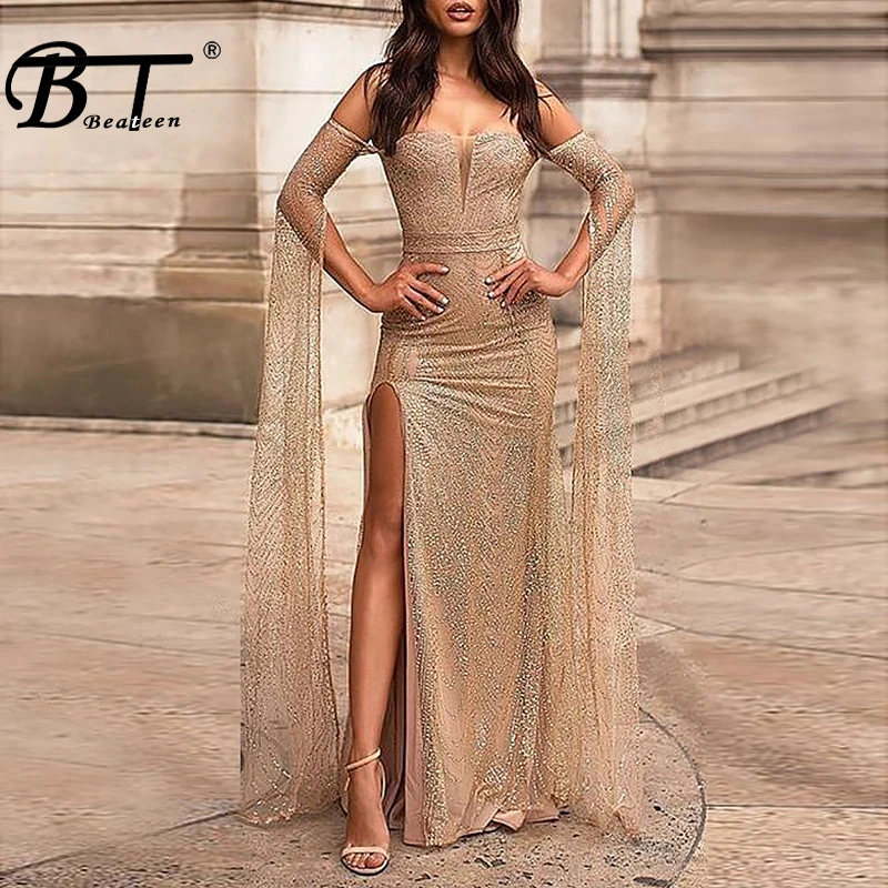 Beateen 2019 New Sexy Sweetheart Neckline Off The Shoulder Long Sleeve Mesh Sequins Slit Women Party Sparkling Outfit Maxi Dress
Beateen 2019 New Sexy Sweetheart Neckline Off The Shoulder Long Sleeve Mesh Sequins Slit Women Party Sparkling Outfit Maxi Dress
