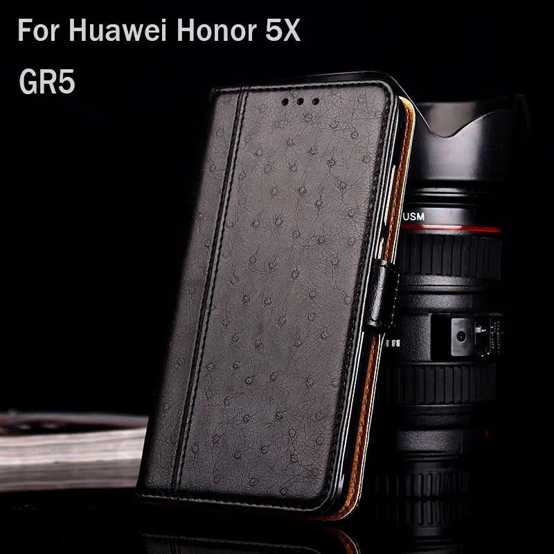 Фото Для Huawei Honor 5X чехол GR5 роскошный страусиный кожаный с подставкой Модный для
