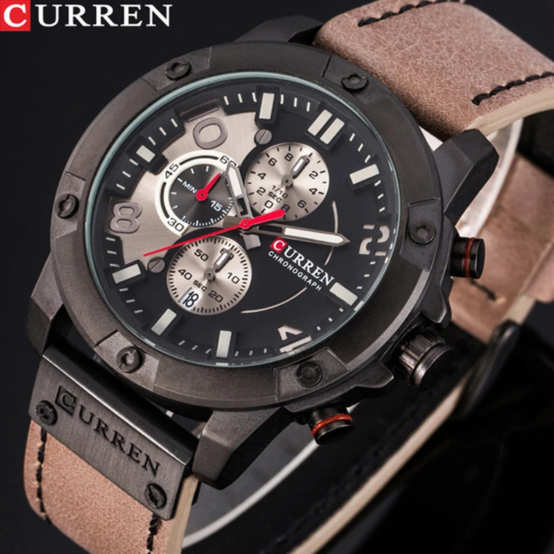 New Watches Men Luxury Brand CURREN Fashion Sports Wristwatch Chronograph Leather Strap Quartz Male Clock Relogio Masculino
New Watches Men Luxury Brand CURREN Fashion Sports Wristwatch Chronograph Leather Strap Quartz Male Clock Relogio Masculino