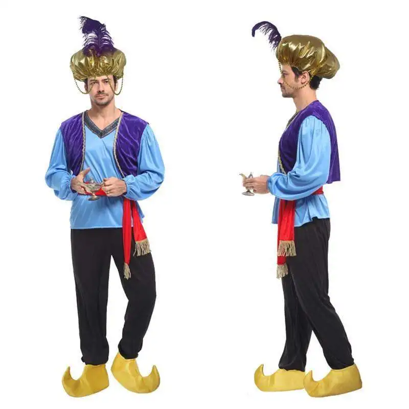 Adult Men Halloween Cosplay Party Arab Clothes Carnival Lamp Aladdin Costume India Prince King Role-Playing Costume + hat + Shoe
Adult Men Halloween Cosplay Party Arab Clothes Carnival Lamp Aladdin Costume India Prince King Role-Playing Costume + hat + Shoe