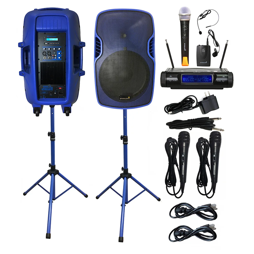 STARAUDIO Dual 3500W Powered 15" DJ Active KTV Audio Speakers PA Club Stage Stands 2CH UHF Wireless Handheld Headset Mic SSBM-15
STARAUDIO Dual 3500W Powered 15" DJ Active KTV Audio Speakers PA Club Stage Stands 2CH UHF Wireless Handheld Headset Mic SSBM-15