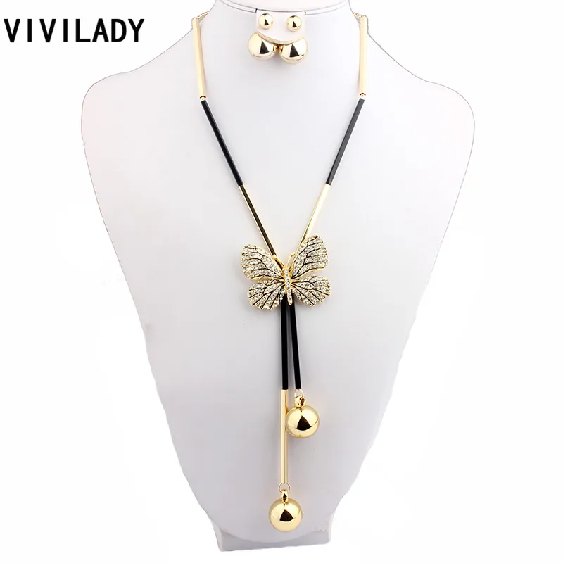 VIVILADY Fashion Rhinestone Butterfly Jewelry Sets Women Long Beads Chain Sweater Insect Necklace Earring Accessories Party Gift
VIVILADY Fashion Rhinestone Butterfly Jewelry Sets Women Long Beads Chain Sweater Insect Necklace Earring Accessories Party Gift