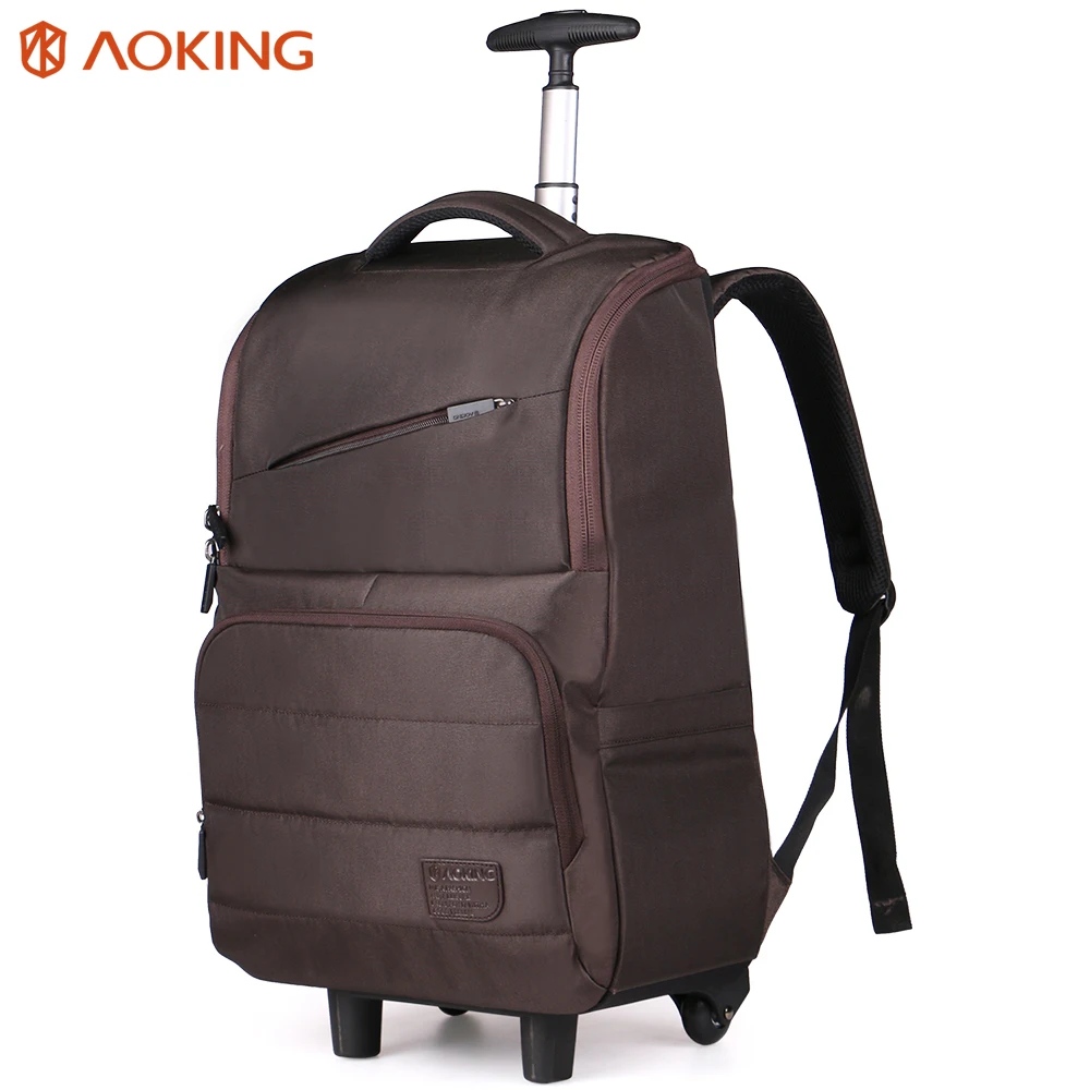 Image Aoking Nylon Waterproof Travel Luggage Trolley Backpack Women Men Lightweight Luggage Bag for Laptop Roll Wheeled Trolley Bags