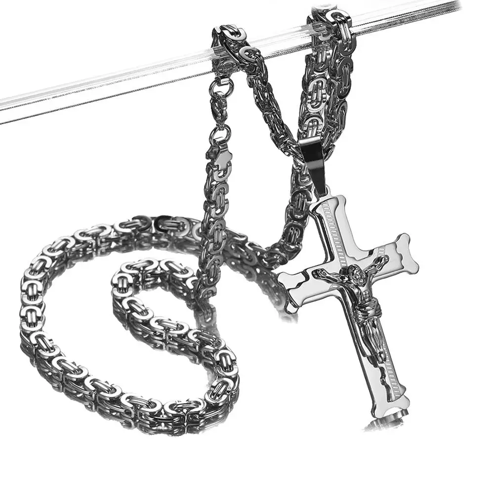 Jesus Piece Silver Cross Necklaces & Pendants for Men Stainless Steel Chain Byzantine Necklace Christian Crucifix Jewelry Gifts
Jesus Piece Silver Cross Necklaces & Pendants for Men Stainless Steel Chain Byzantine Necklace Christian Crucifix Jewelry Gifts