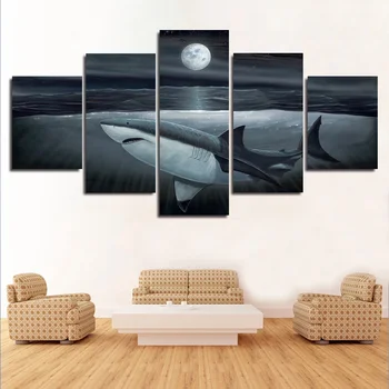 Modular Pictures Home Decor Shark Canvas Print Painting For Living Room 5 Panel Poster
Modular Pictures Home Decor Shark Canvas Print Painting For Living Room 5 Panel Poster
