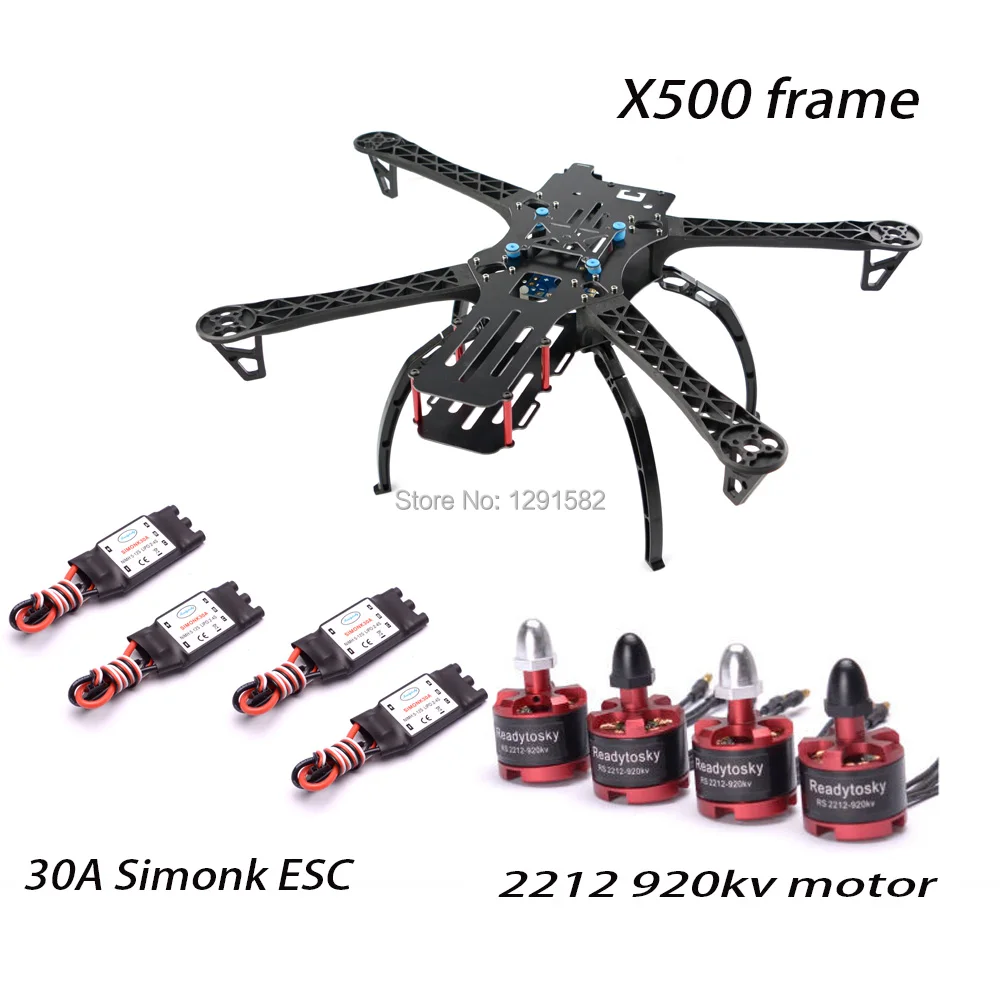 X500 / S500 500mm Quadcopter Frame kit with landing gear + 30A Simonk ESC + 2212 920KV motor for FPV Racing Drone
X500 / S500 500mm Quadcopter Frame kit with landing gear + 30A Simonk ESC + 2212 920KV motor for FPV Racing Drone