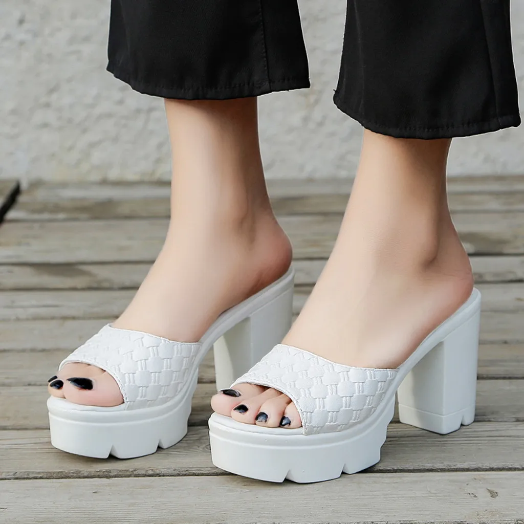 Womens Fashion Pumps Flats white Shoes Mules Open Toe High Heels luxury Sandals Roman Slippers Square High Heel 8cm Summer 2019
Womens Fashion Pumps Flats white Shoes Mules Open Toe High Heels luxury Sandals Roman Slippers Square High Heel 8cm Summer 2019