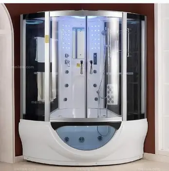 White steam shower room with TV