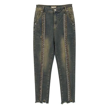 Fall Spring Casual Fashion Womens High Waisted Lace Patchwork Sequined Beading Denim Trousers , Ankle Length Harem Jeans Pants
Fall Spring Casual Fashion Womens High Waisted Lace Patchwork Sequined Beading Denim Trousers , Ankle Length Harem Jeans Pants