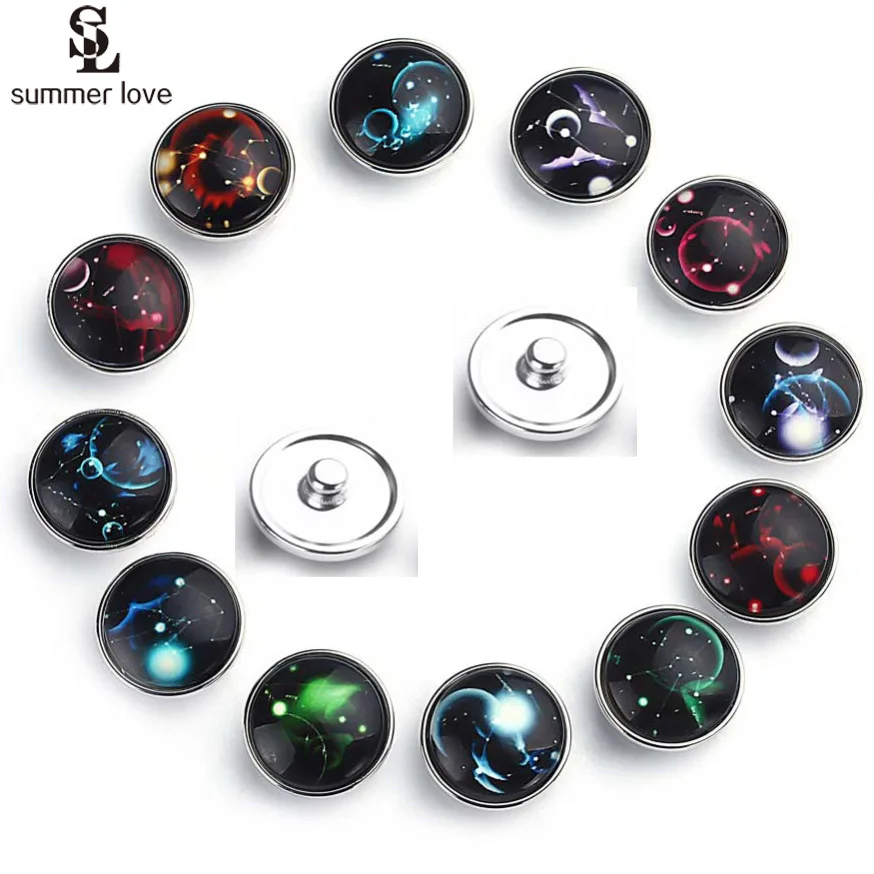 10PCS/Lot 20mm 12 Constellations Zodiac Luminous Glass Cabochon Snap Buttons fit DIY Bracelet Jewelry Making Photo Snaps
10PCS/Lot 20mm 12 Constellations Zodiac Luminous Glass Cabochon Snap Buttons fit DIY Bracelet Jewelry Making Photo Snaps
